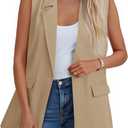 Cicy Bell Women's Sleeveless Blazer Vest Casual Work Office Suit Jackets (L)