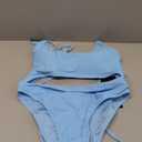 Meyeeka Womens Scoop Neck Cut Out Front Lace Up Back High Cut Monokini One Piece Swimsuit (Large, Light Blue)