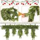Hoteam 6ft Artificial Christmas Garlands with Lights Cascading Garland Battery Operated Norfolk Pine Bendable Wreaths for Table, Mantle, Wall, Indoor, Outdoor Christmas Decorations