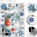 GUOER Christmas Decorations Photo Frame 4x6 Inch Snowflake Christmas Metal Photo Display Picutre Photo Frames with High Definition Glass Front Gift Ideas Tabletop Home Decorative (Blue)