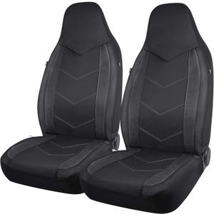 PIC AUTO High Back Front Car Seat Covers - Sports Carbon Fiber Mesh Design Seat Covers, Universal Fit, Airbag Compatible (Black)