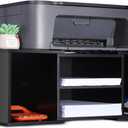 EMERIT Large Printer Stand, Adjustable Printer Table with Storage, 2-Tier Printer Riser Desktop Paper Organizer Shelf for Home Office,23'' x12.3'' x 8.7'' (Black)