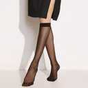 12 Pairs Knee High Stockings for Women, 20 Denier Sheer Nylon Socks for Women (Black)