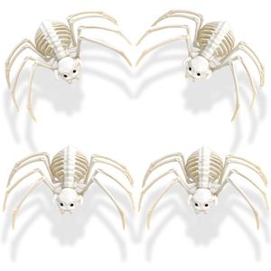 4Pcs Realistic Spider Skeleton,Horrible Spider Bone,Vivid Spider Skeleton Model Halloween Decorations for Yard Garden Lawn,Haunted House Props(Spider-4p)