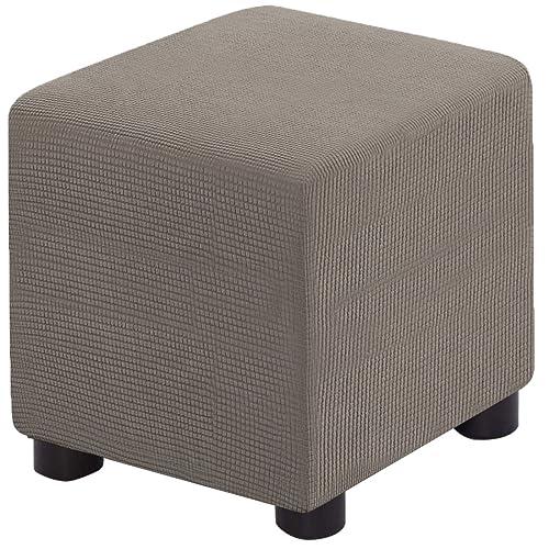Bifaunvogel Ottoman Cover Square Folding Storage Ottoman Slipcovers Jacquard Stretch Cube Footrest Foot Stool Covers Protector with Elastic Band (Medium,Taupe)