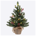 2FT Pre-lit Artificial Small Mini Christmas Tree with Warm White Multi-Color LED Lights, Timer Battery Operated, Perfect for Xmas Tabletop Decorations, Home, Kitchen, Dining Table top Green