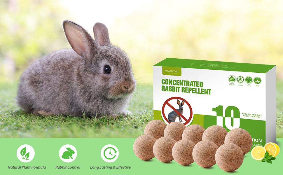 Deer Rabbit Repellent Outdoor 10 Pack - Natural Peppermint Oil Deer Repellent Balls, Bunny Deer Deterrent for Garden Lawn Yard, Powerful Rabbit Repellant Keep from Eating Plants Flowers, Pet Safe