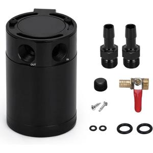 Baffled Oil Catch Can Kit Universal 2 Port Aluminum Oil Separator Reservoir Tank with Drain Valve