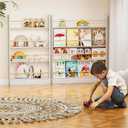Behind the Door Book Shelf 4 Tier Narrow Kids Bookshelf Wall Mounted, 27.6"W x 47.2"H x 3.9"D