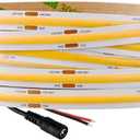 480 LEDs/m COB LED Strip Light RA90 16.4ft Flexible Tape Ribbon Lighting DC12V 24V Dimmable 3000K 4000K 6500K Led Strips Lights (DC24V, 3000K Warm White)