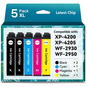 Remanufactured Ink Cartridge for Epson 232 Ink Cartridge Combo Pack for Epson XP-4205 XP-4200 WF-2930 WF-2950 for 232XL T232 XL High Yield (5 Pack)