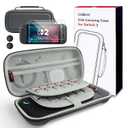 2 x CoBak Large Capacity Carrying Case for Nintendo Switch 2 (2025) - 3 in 1 Accessories Bundle with 2 Screen Protectors, Thumb Grip Caps, 24 Game Cartridges, Hard Shell Portable Travel Pouch, Gray