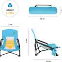 TOBTOS Low Beach Chair for Adults 2 Pack, Low Profile Folding with Cup Holder & Carry Bag, Heavy Duty Chair for Outdoor Sand, Camping, Concert, Travel, 1 Ft 10 in X 1 Ft 9 in X 1 Ft 10 in