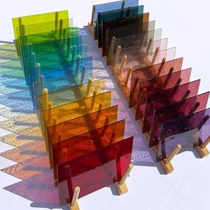 LITMIND 24 Sheets Transparent Stained Glass Variety Pack – Soft Rainbow Mix 6 x 4 Inch Smooth Art Glass for Suncatchers, Mosaics & DIY Crafts