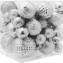 Christmas Ball Ornaments Silver Christmas Tree Decorations with Hang Rope-36pcs Shatterproof Christmas Ornaments Set with 6 Styles in 3 Sizes(Small Medium Large)