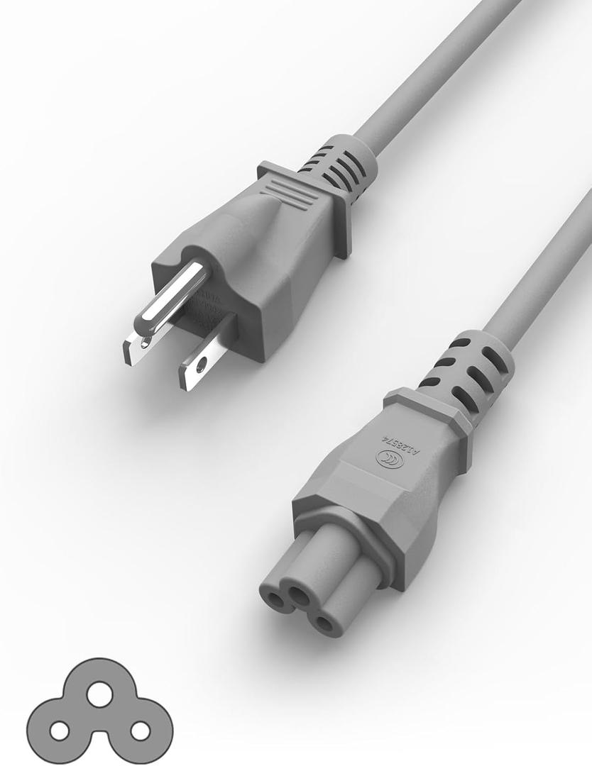 US 110V Power Cord Replacement for Portable Electric Kettle for Travel - Grey