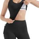 SUUKSESS Women 2 Piece Workout Sets Padded Tank Tops Tummy Control Leggings Gym Outfits (Black, L)