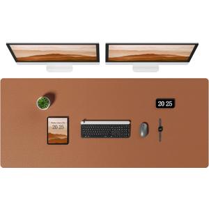 Aothia Leather Desk Pad Protector, Office Desk Mat, Large Mouse Pad, Laptop Desk Pad, Non-Slip PU Leather Desk Blotter, Waterproof Desk Writing Pad for Office and Home (Brown, 55" x 24")