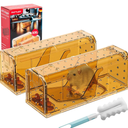 PATTLER® | New Large Humane Mouse Trap for Indoor and Outdoor Home | Mechanical Reusable Live Mouse Traps Catch and Release Mice from Garden, Garage, Attic, Inn, Hotel | Orange | Pack of 2