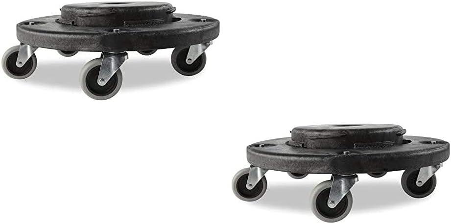 Rubbermaid Commercial Products Brute Twist on/Off Round Dolly, Black, Use with BRUTE Trash Can, Pack of 2