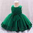 OBEEII Infant Baby Girls Pleated Bowknot Sequins Tulle Tutu Dress Toddler Formal Birthday Baptism Wedding Flower Girl Dress