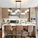 Linear Chandeliers for Dining Room,11 Light Globe Sputnik Chandelier with Milk White Glass 51inch Black Dining Room Light Fixture, Large Modern Chandelier for Kitchen Island