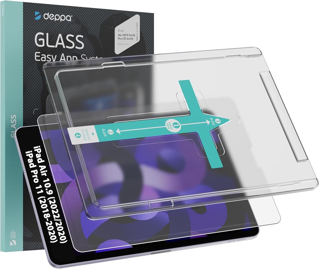Deppa for iPad Air 10.9-inch (2022/2020, 5th/4th Gen), iPad Pro 11-inch (2022/2021/2020/2018) Screen Protector with Easy Installation Kit Face ID & Apple Pencil Compatible, Anti-Glare, Scratch-Resistant, Full Coverage, HD Clear