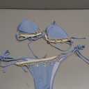 Verdusa Women's Sexy Halter Triangle Tie Side Bikini Set Ribbed Swimsuits 2 Piece Bathing Suit, S