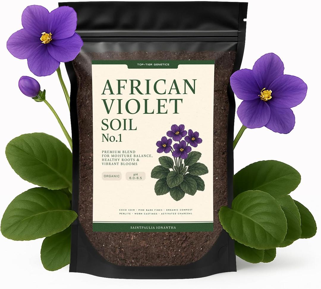 Premium African Violet Soil  Organic, Nutrient-Rich Potting Mix for Saintpaulia  Promotes Strong Roots, Consistent Moisture & Vibrant Blooms  Fast-Draining & Ready to Use (4 QTS)