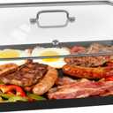 Vayepro 2-Burner Griddle Pan with Glass Lid - Nonstick Stovetop Griddle for Gas & Glass Cooktops - Aluminum Camping Grill Pan for Breakfast (Pancakes/Eggs/Bacon) (22"L x 12"W x 1.77"Th)