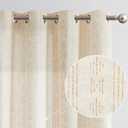 Jinchan Boho Linen Blend Curtains for Living Room & Bedroom - Tan on Beige Farmhouse 96 Inch Geometric Striped Mudcloth Light Filtering Grommet Curtains (2 Panels)