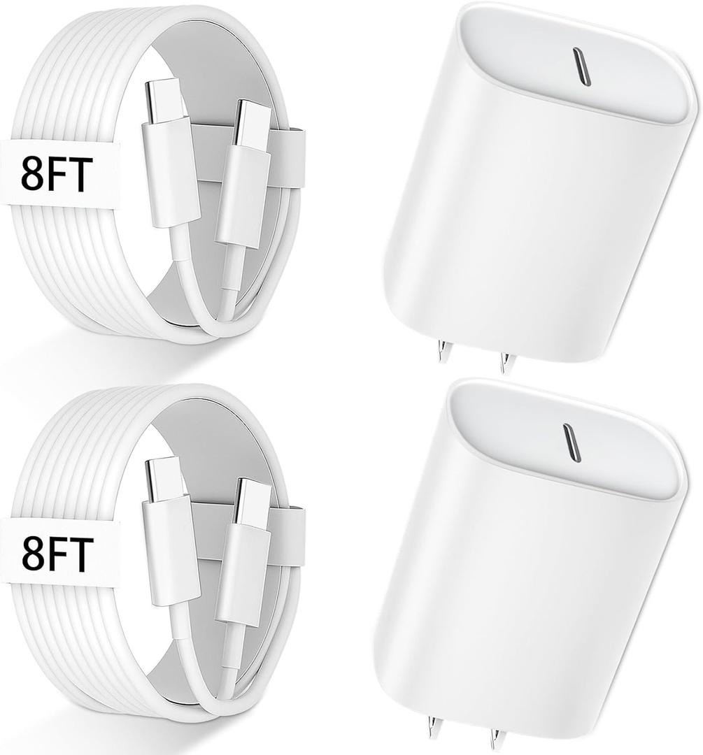 iPhone 17 16 15 Pro Max Charger Fast Charging, 8 FT iPhone 17 Charging Cable Long USB C 8FT Cord with 20W PD Fast iPhone 17 Pro Max Chargers Block for iPhone 17/17 Pro Max/17 Air/16/15 Series, iPad