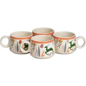 Servo Best Handmade Cermaic Tea Cup Set of 4-5 Oz Small Cups for Espresso, Cappuccino, Tea, Chai  Dishwasher & Microwave Safe  Gift Set for Coffee Lovers, Kitchen, Home, Office - Multicolor Jungle
