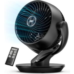 DREO Fan for Bedroom, 13-Inch Oscillating Table Air Circulator Fan for Whole Room, 120 Tilt Adjustment, 25dB Ultra-Quiet, 75ft Powerful Airflow, 4 Speeds Desk Fans with Remote for Home, Office (Black)