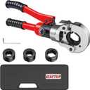 GSFTOP Hydraulic Copper Tube Crimping Tool,Copper Pipe Fittings Crimping and Plumbing Tool with Crimping Dies Jaw 1/2", 3/4", 1" (RED)