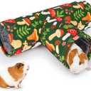 Glittme Guinea Pig Tunnel Washable Guinea Pigs Hideout Portable Rabbit Tunnels Soft Ferret Tunnel for Playing Resting Guinea Pig Accessories for Hedgehogs, Hamster,Mushrooms (3-Way)