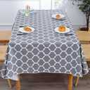 Heavy Duty Vinyl Tablecloth with Flannel Backing Waterproof Oil-Proof Plastic Table Cloth Stain-Resistant Wipeable Rectangle or Square Table Cover for Indoor and Outdoor (Quatrefoil,52x70 Inch)