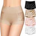 women's underwear Lace seamless invisible No Show Briefs Soft breathable panties Women's sexy low-rise panties (X-Large, Black+rose+pink+white)