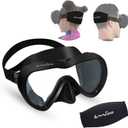 OMGear Diving Mask Snorkeling Gear Kids Adult Snorkel Mask Dive Goggles Silicone Swim Glasses with Nose Cover for Scuba Free Diving Spearfishing Neoprene Strap Cover Impact Resistance (Ink)