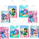 12Pcs Cartoon Blue Party Gift Bags Goodie Bags with Handle for Kids Birthday Decorations Party Supplies