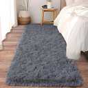 Ailyei Ultra Soft Runner Rugs for Bedroom Hallways with Upgraded Non-Slip Rubber Backing & Thick Memory Sponge, 1 Packs 2x6 Feet Fluffy Shag Throw Area Rug for Bedside Dorm Dark Grey