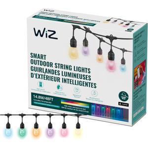 WiZ Connected 48FT Color Changing Outdoor String Lights - Water and Weatherproof - Adapter Included - Control with Wiz Connected App - Works with Voice Control