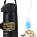 Updated Airpot Coffee Dispenser with Pump, 85 OZ Insulated Thermal Coffee Carafe for Keeping Hot - Cold Water, Party Chocolate Drinks & Stainless Steel Thermos Urn Large Thermal Hot Drink (Black)