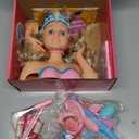 Hair Styling Doll Head Makeup Kit Girls Toys,Pretend Play Hair Salon Toy With Real Cosmetics Nail Polish,Hairdryer Curling Iron Hair Accessories Beauty Stylist Kit Girl Gifts 3 4 5 6+ Years Old