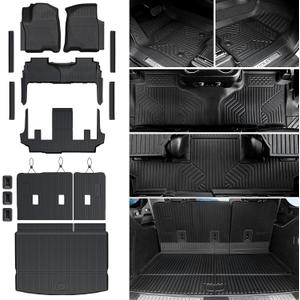Floor Mats Cargo Mat for 2021-2024 2025 Chevrolet Chevy Suburban/GMC Yukon XL 7 Seats Car Mat Accessories, All Weather TPE Full Set Trunk Cargo Liner (Floor Mats Set)