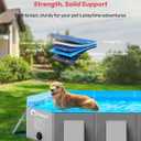 Peteast Foldable Dog Pool with Sturdy Square Design, Durable 82" Lx46 Wx12 D Extra Large Portable Pet Bathtub with Reinforced Sidewalls for Stability, Ideal for Indoor & Outdoor Use (Blue&Gray)