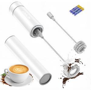 Electric Milk Frother Handheld,Travel Coffee Drink Mixer Batteries Included, 304 Stainless Steel Whisk for latte Cappuccino,Bulletproof Coffee Hot Chocolate,Egg White