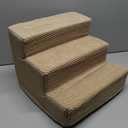 3 Step Dog Stairs for Small Dogs Cats, Brown Mesh Pet Steps, Non-Slip Pet Stairs for Couch Sofa Bed, Indoor Portable Dog Steps with Zipper Bottom for Medium Dogs,Puppy and Old Cat