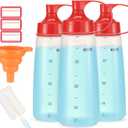 Condiment Squeeze Bottle for Sauces Wide Mouth, Plastic Squeeze Bottles for Condiments, Paint, Ketchup, Mustard, Oil, Resin, Baking, Cake Decorating, Cleaning, BPA Free-Food Grade (14 oz., 3, Count)