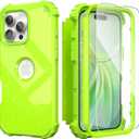 IDweel for iPhone 16 Pro Max Case with Screen Protector, Luxury 3 in 1 Shockproof Slim Fit Hybrid Heavy Duty Hard PC Cover Soft Silicone Bumper Full Body Anti-Fingerprint Case,Grass Green